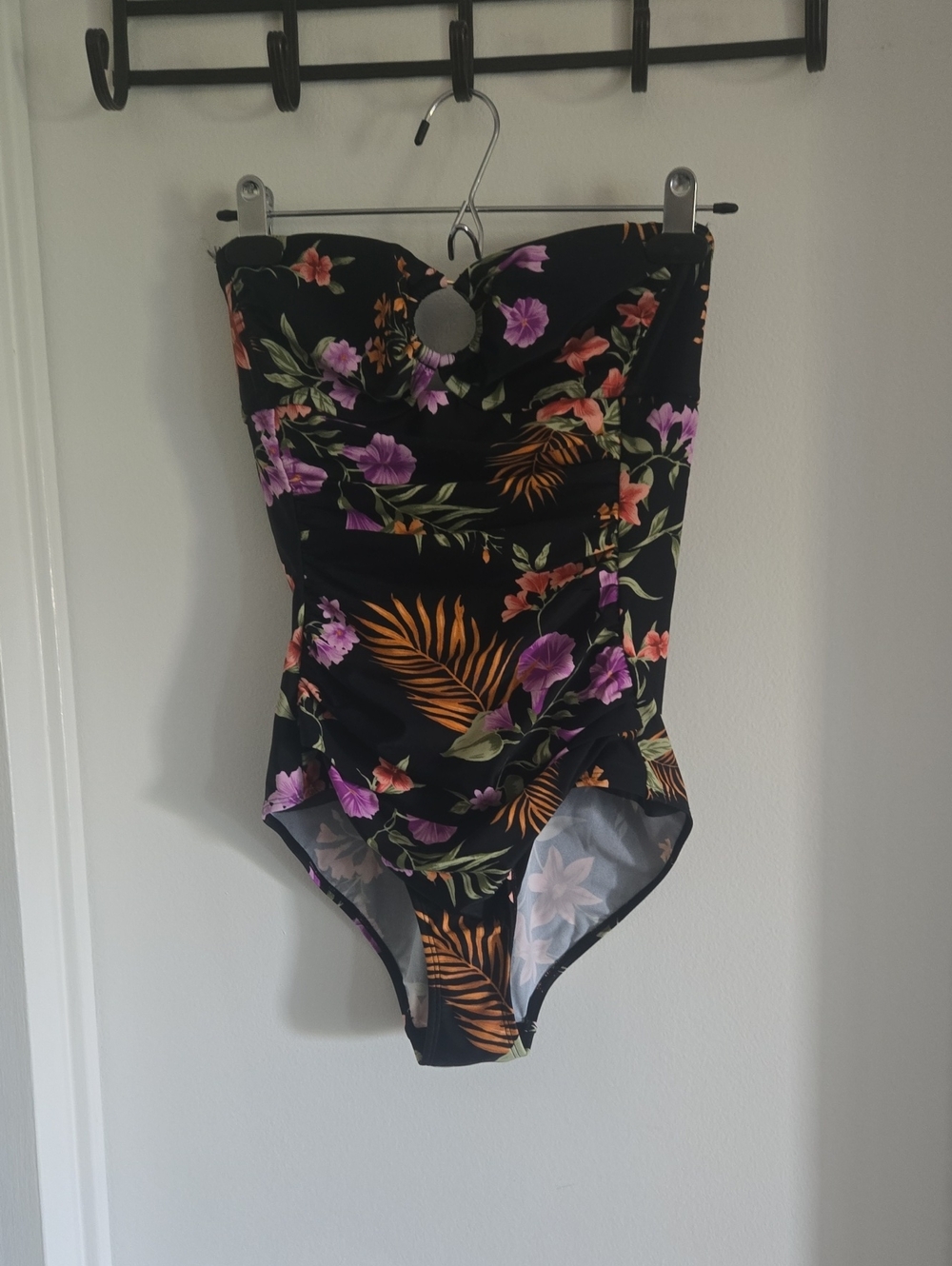 Shade & Shore Black Tropical Floral One-Piece Swimsuit